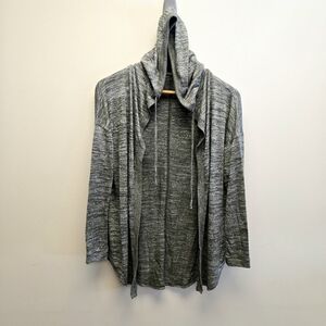 Sonoma Small Heathered Green Stretchy Hooded Cardigan